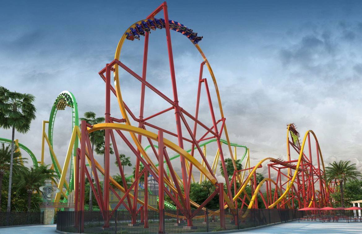A montanha-russa mais alta e mais longa do mundo com um único trilho está chegando ao Six Flags Magic Mountain